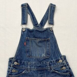 Levis Denim Short Medium Wash Adjustable Overalls with Racer Back